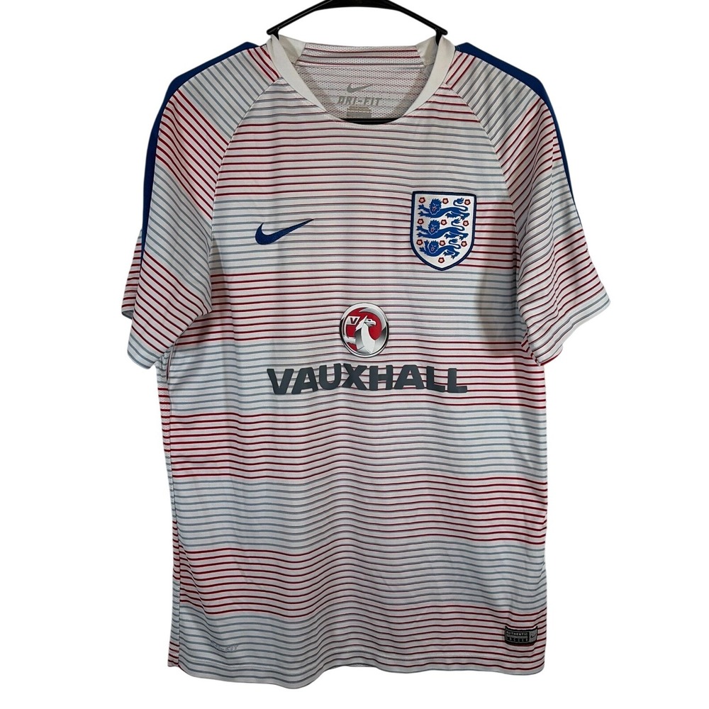 Nike Mens‎ England Soccer Training Jersey Vauxhall Striped White Red Large